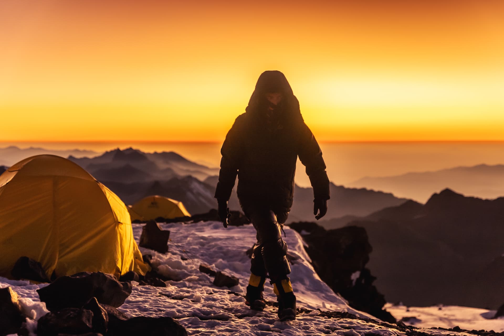 Leonardo Avezzano during his expedition on Aconcagua